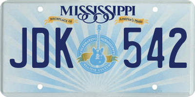 MS license plate JDK542