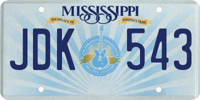MS license plate JDK543