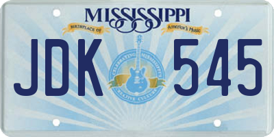 MS license plate JDK545