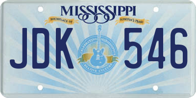 MS license plate JDK546