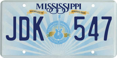 MS license plate JDK547