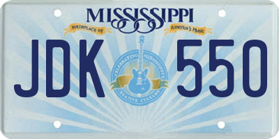 MS license plate JDK550