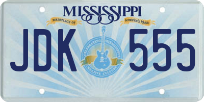 MS license plate JDK555