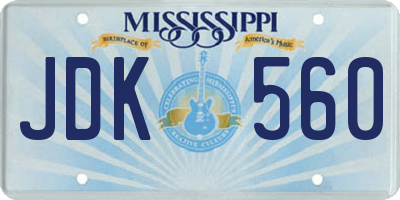 MS license plate JDK560