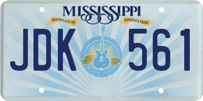 MS license plate JDK561