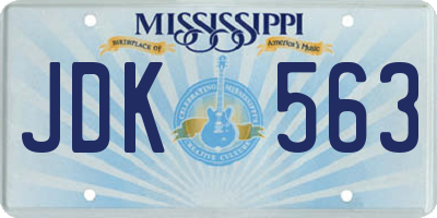MS license plate JDK563