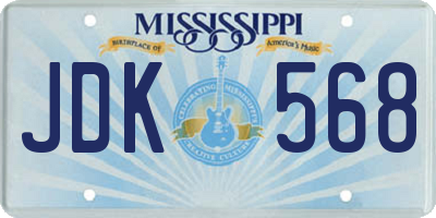 MS license plate JDK568