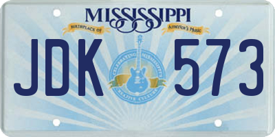 MS license plate JDK573