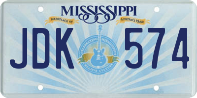 MS license plate JDK574