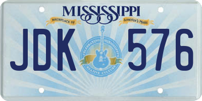 MS license plate JDK576