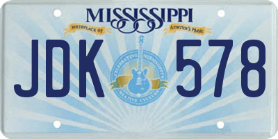 MS license plate JDK578