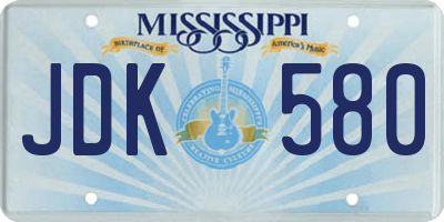 MS license plate JDK580