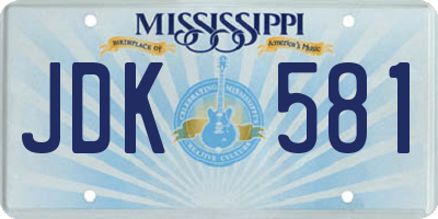 MS license plate JDK581