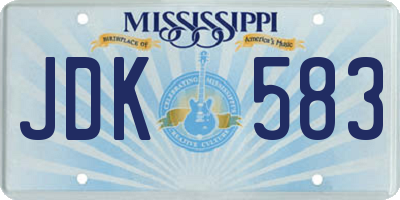 MS license plate JDK583