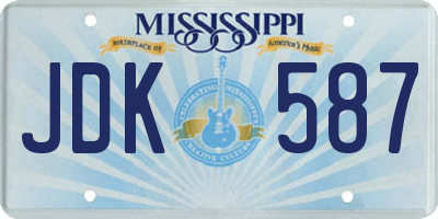 MS license plate JDK587