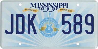 MS license plate JDK589