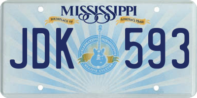 MS license plate JDK593