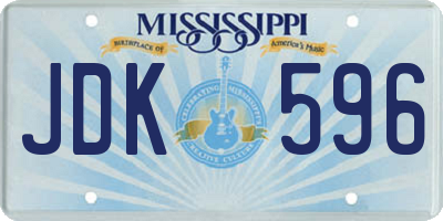 MS license plate JDK596