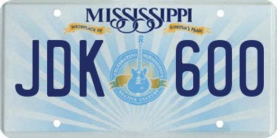 MS license plate JDK600