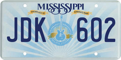 MS license plate JDK602