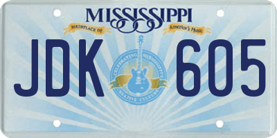 MS license plate JDK605