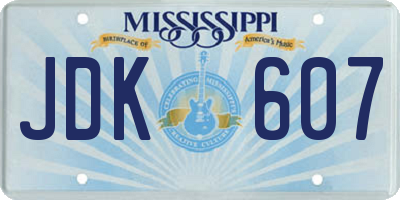 MS license plate JDK607