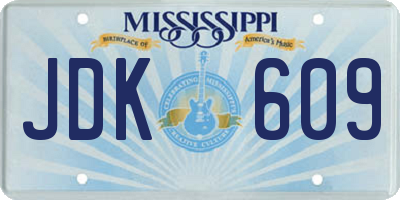 MS license plate JDK609
