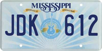 MS license plate JDK612