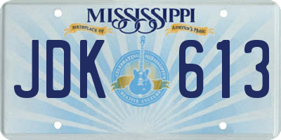 MS license plate JDK613