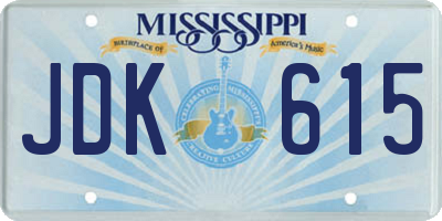 MS license plate JDK615