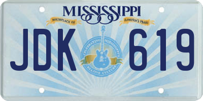 MS license plate JDK619