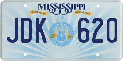 MS license plate JDK620