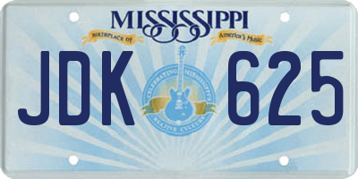 MS license plate JDK625