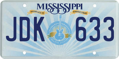 MS license plate JDK633