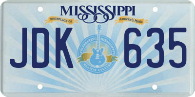 MS license plate JDK635