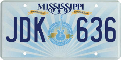 MS license plate JDK636