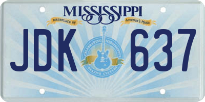 MS license plate JDK637