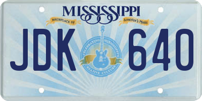 MS license plate JDK640