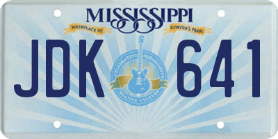 MS license plate JDK641