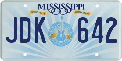 MS license plate JDK642