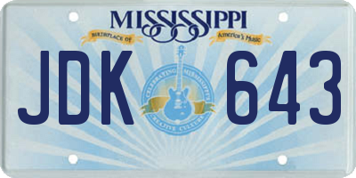 MS license plate JDK643