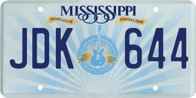 MS license plate JDK644