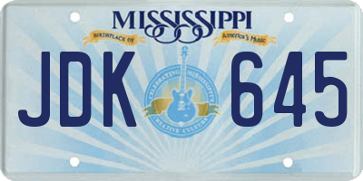MS license plate JDK645