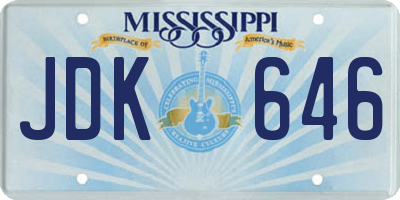 MS license plate JDK646