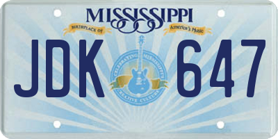 MS license plate JDK647