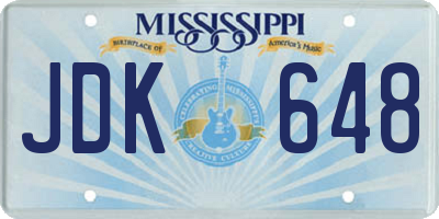 MS license plate JDK648
