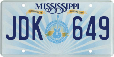 MS license plate JDK649