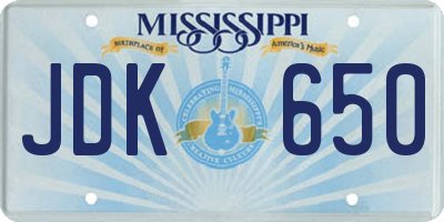 MS license plate JDK650