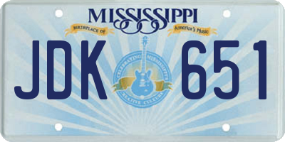 MS license plate JDK651