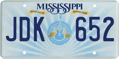 MS license plate JDK652